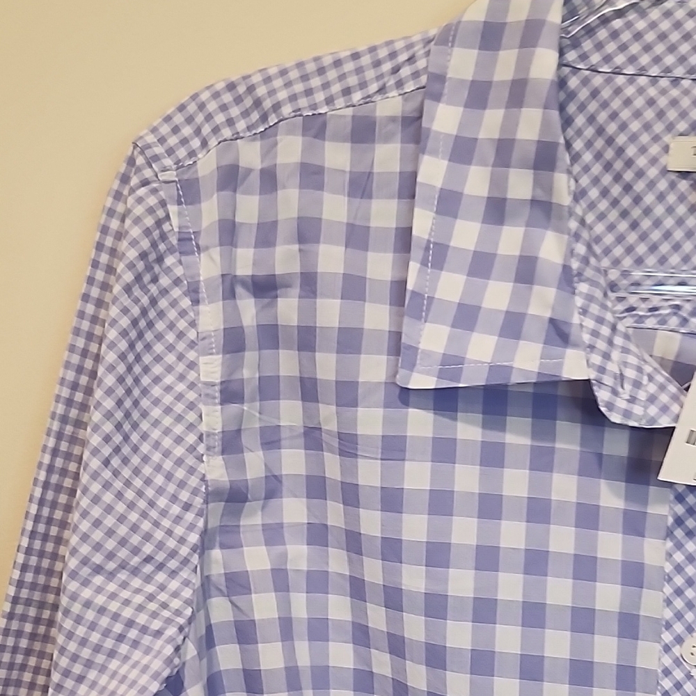 Talbots Light Purple and White Gingham Button-Down Shirt - Picture 4 of 10